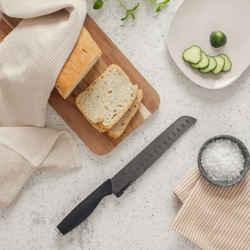 BRØDKNIV 21 CM SORT KNIVBLAD